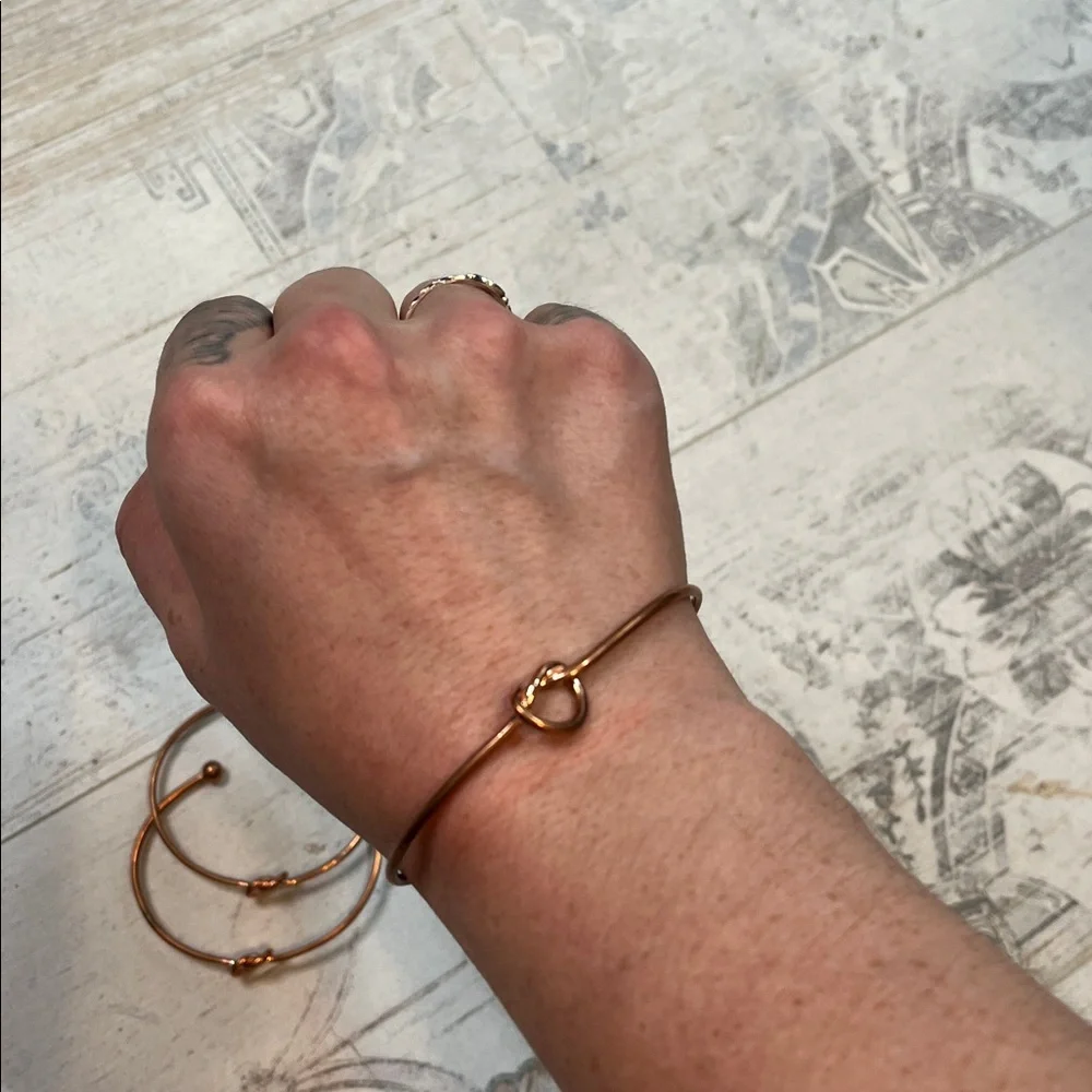 Rose Gold Knot Bracelets Set of 3 Bridal Party Bridesmaids